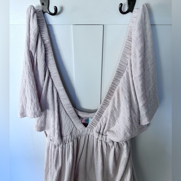 Free People La La Maxi Dress FP Beach Beige Flutter Sleeve Open Back - Size S - Picture 3 of 7